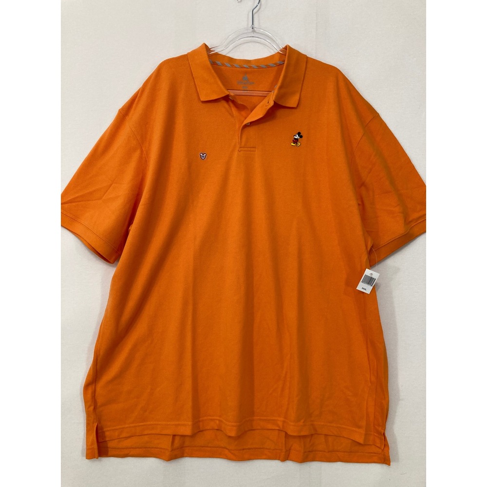 New Disney Parks Polo Shirt XXXL Orange Mickey Mouse Embroidered Pique Knit